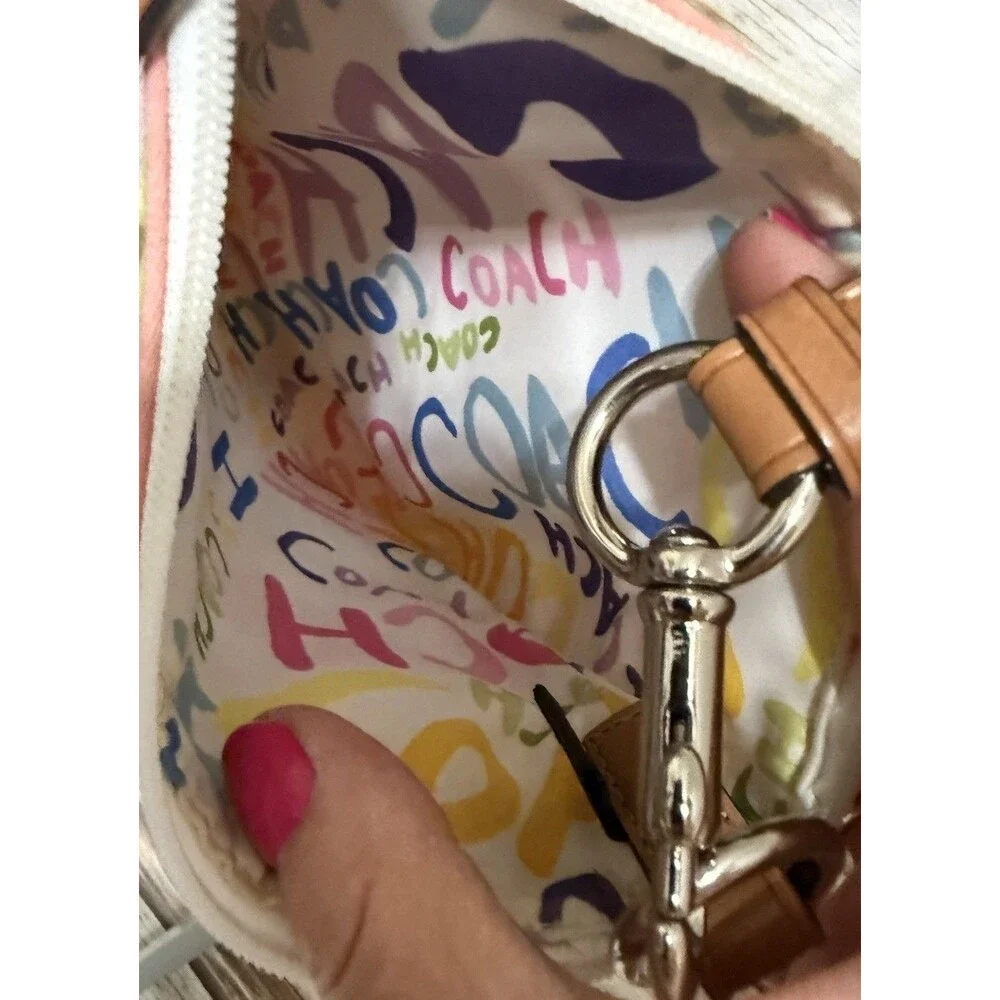 Coach Pastel Striped Crossbody Shoulder Bag Zip Closure Detachable Strap